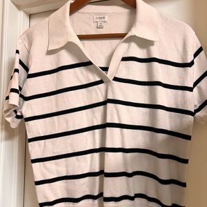 J.Crew Classic White/Black Polo Shirt szMed